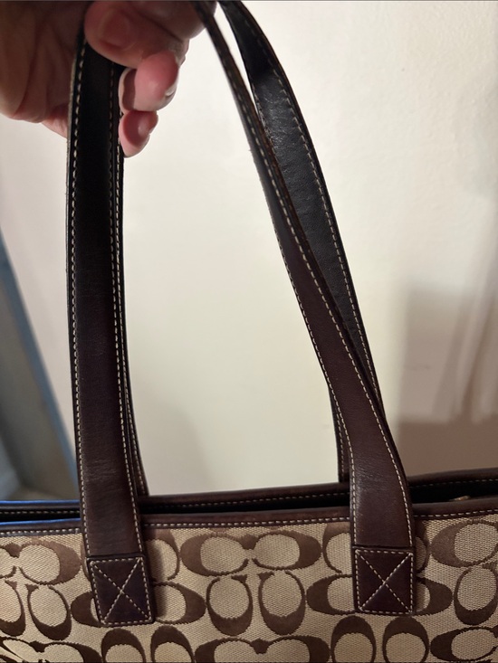 Coach Y2K Tan and Brown Signature Jacquard Canvas Shoulder Bag